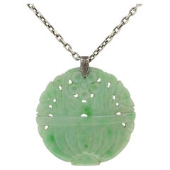 Chinese Flower Jade Necklace