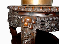 Chinese flower table around 1900 made of rosewood with marble top