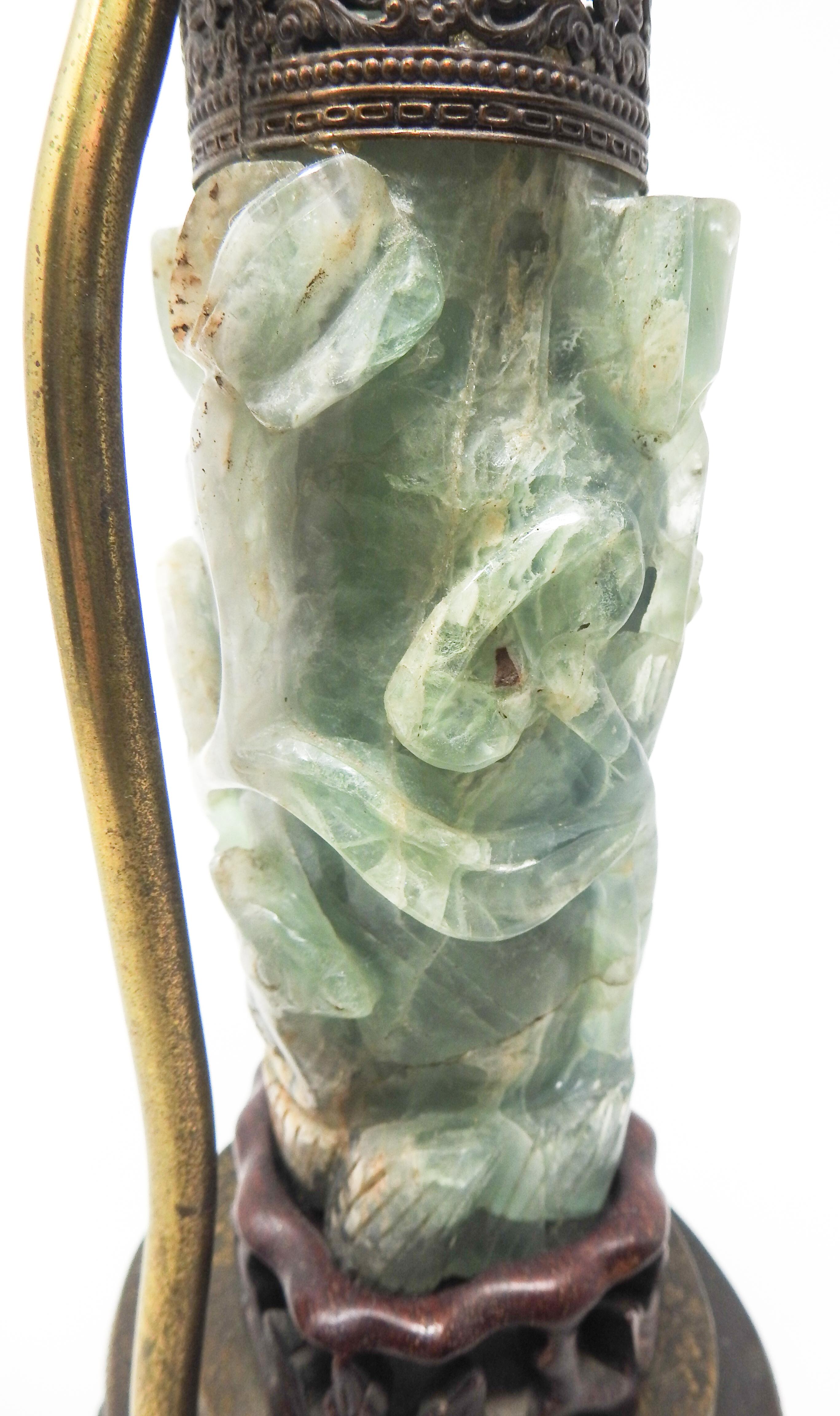 Chinese Fluorite Stone Lamp with Amethyst For Sale 2