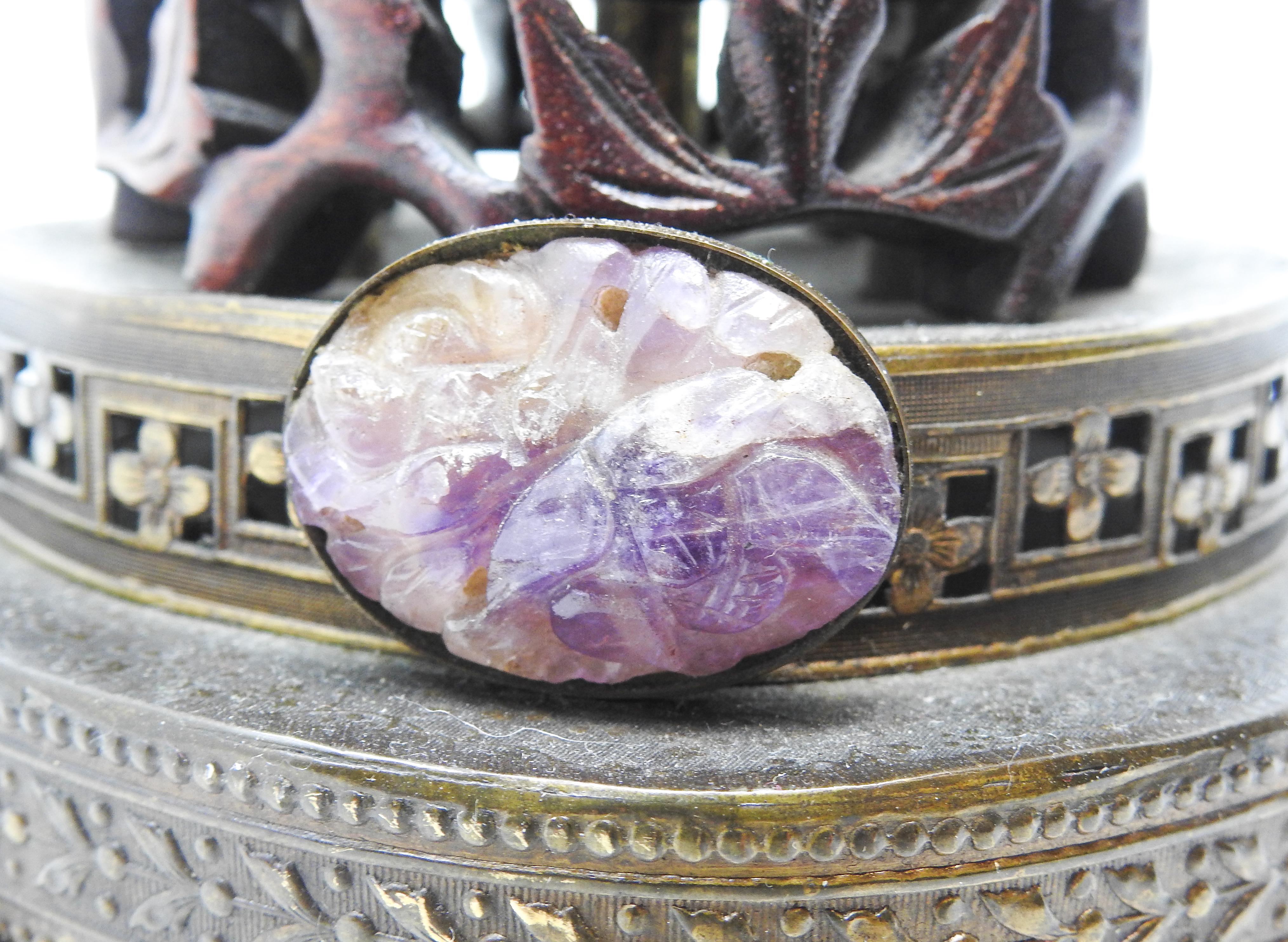 Chinese Fluorite Stone Lamp with Amethyst For Sale 1