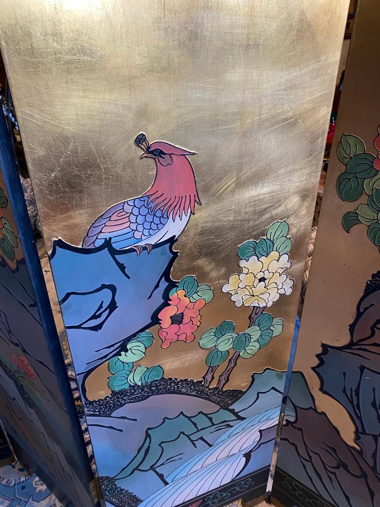 Chinese Folding Floor Screen Four Panels In Good Condition In Sarasota, FL
