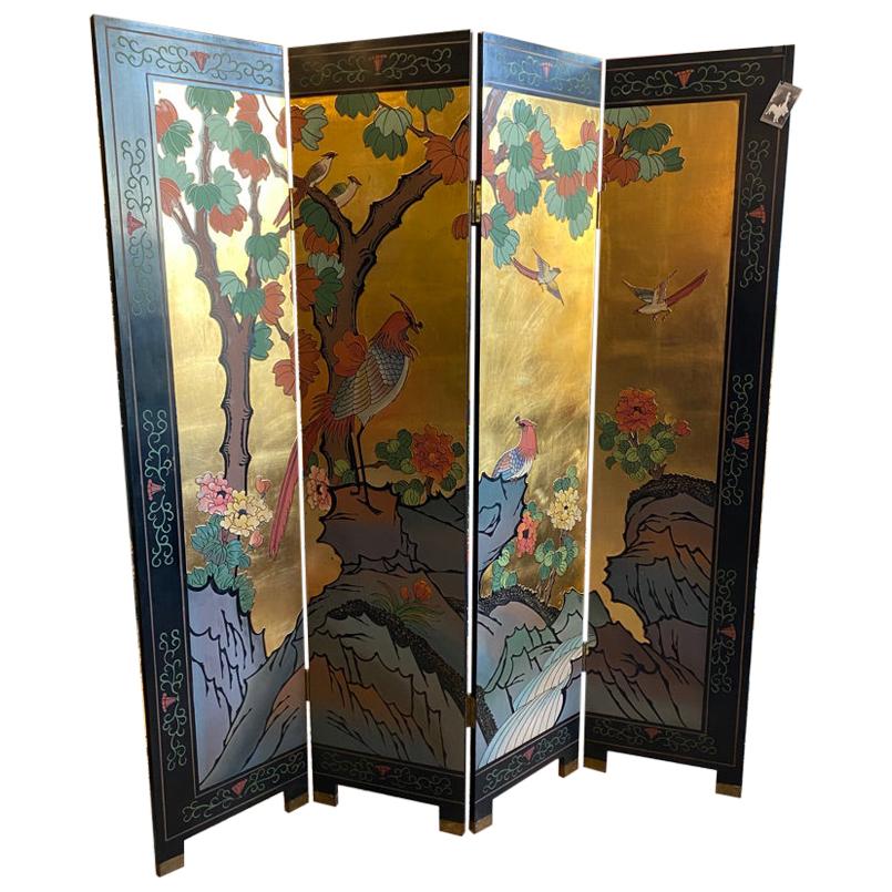 Chinese Folding Floor Screen Four Panels