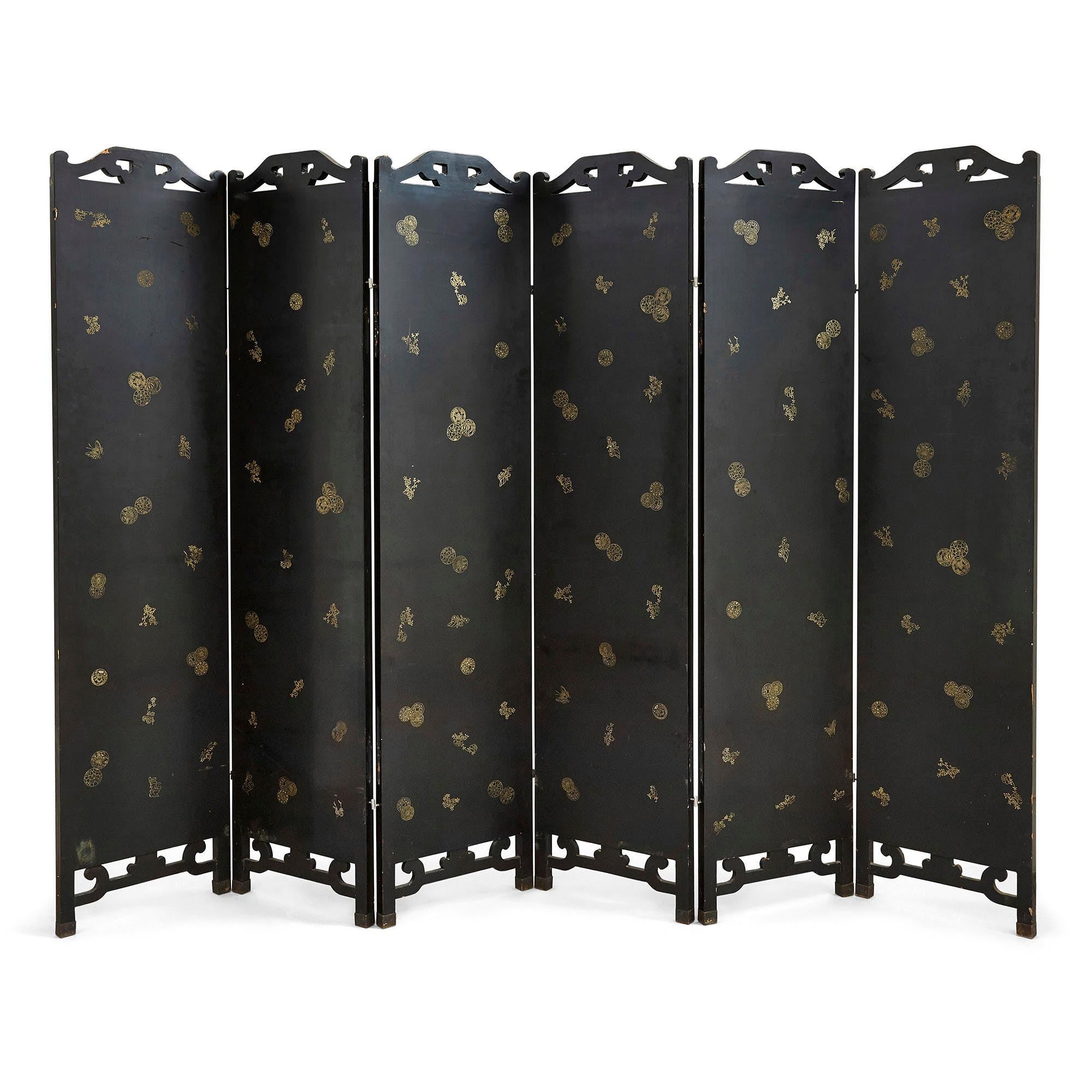 Chinese Folding Screen Mounted with Cloisonné Enamel Panels For Sale 1