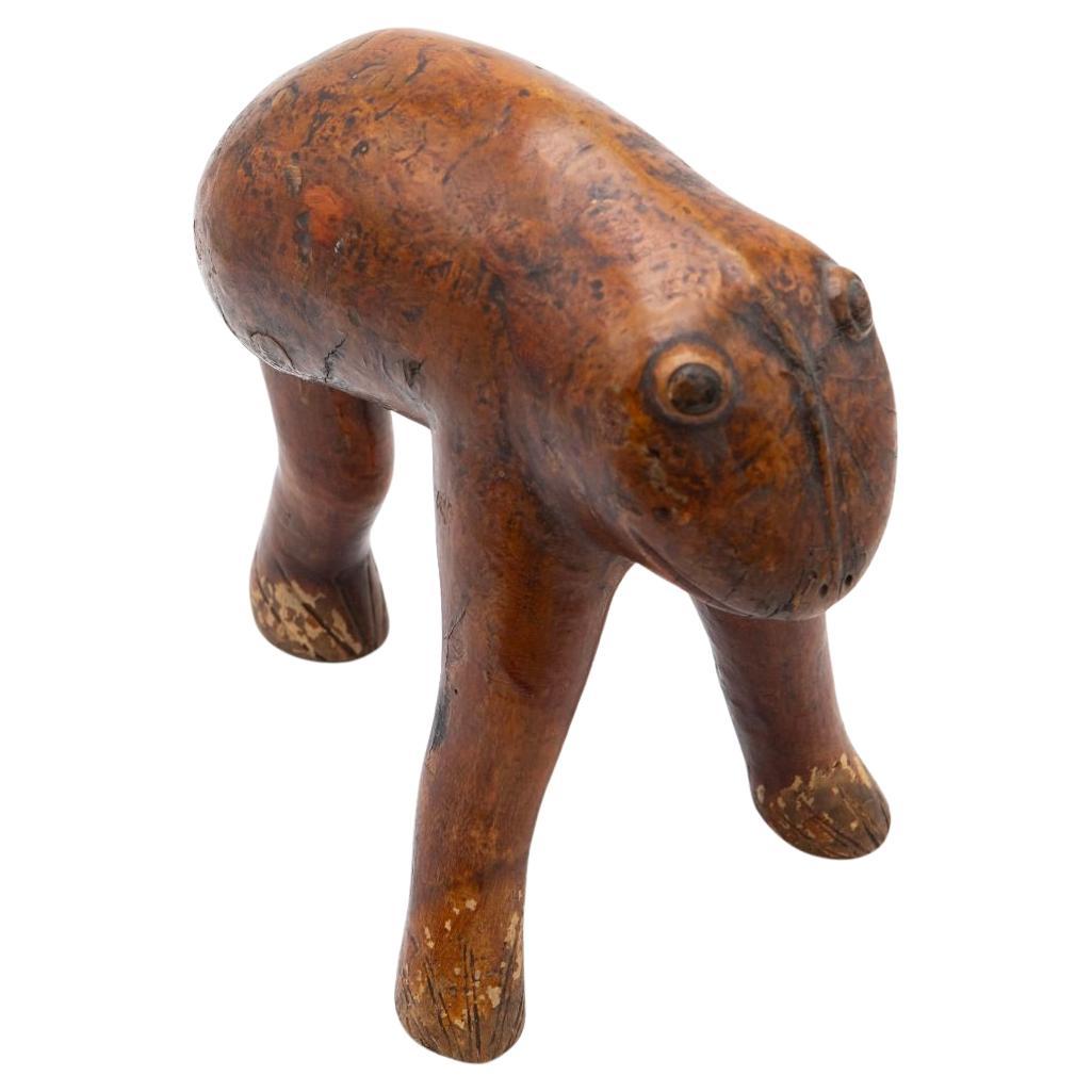 Chinese Folk Art Carved Wood Mythical Creature Sculpture