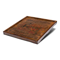 Chinese Folk Painted Peony Tray