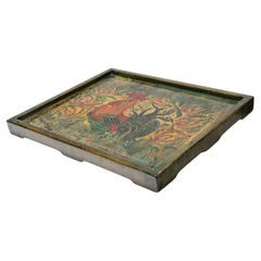Chinese Folk Painted Rooster Tray