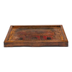 Chinese Folk Painted Tray with City Wall