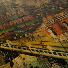 Chinese Folk Painted Tray with River Landscape