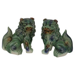 Pareja de perros Foo de porcelana china