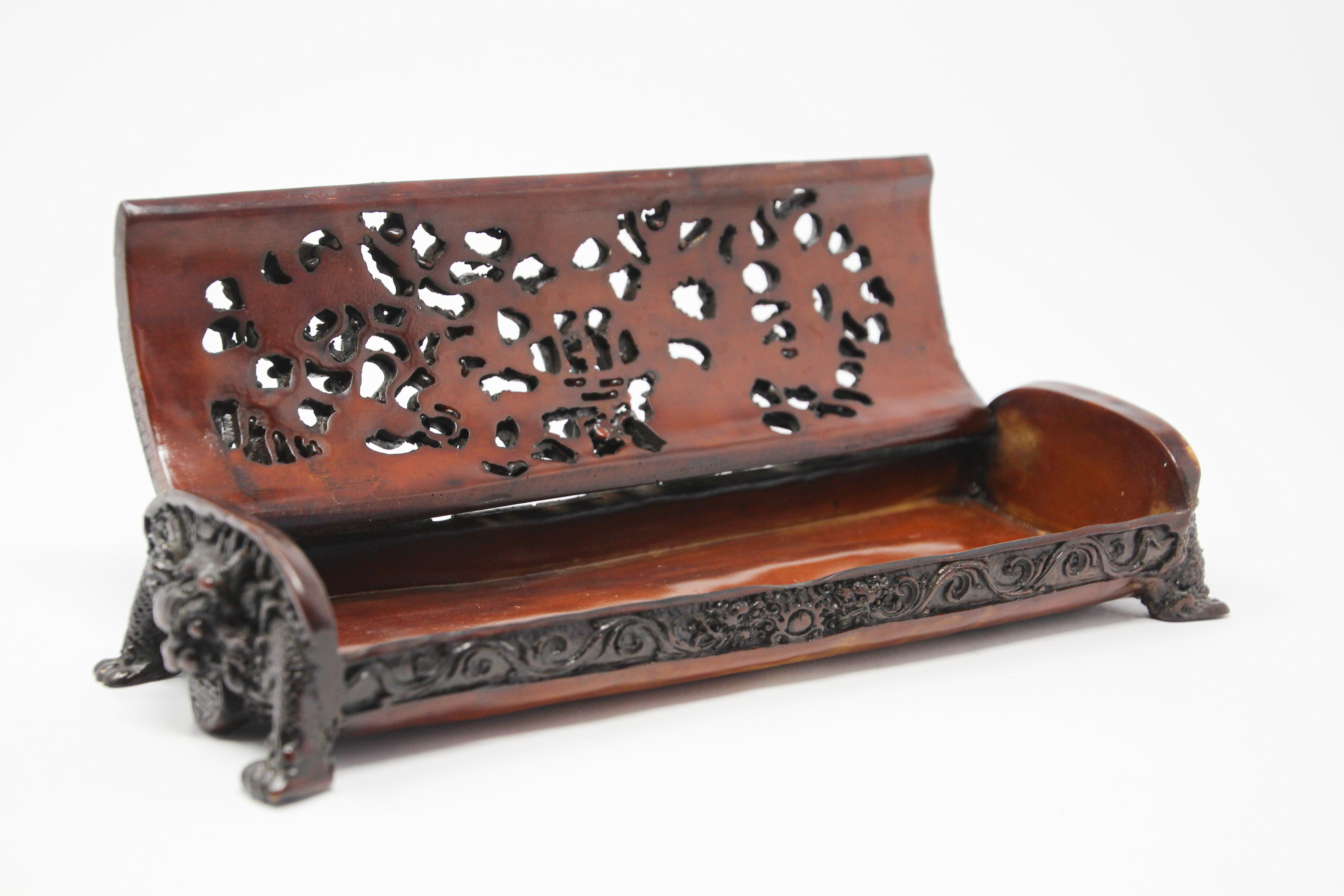 20th Century Chinese Footed Box with Dragon Motifs