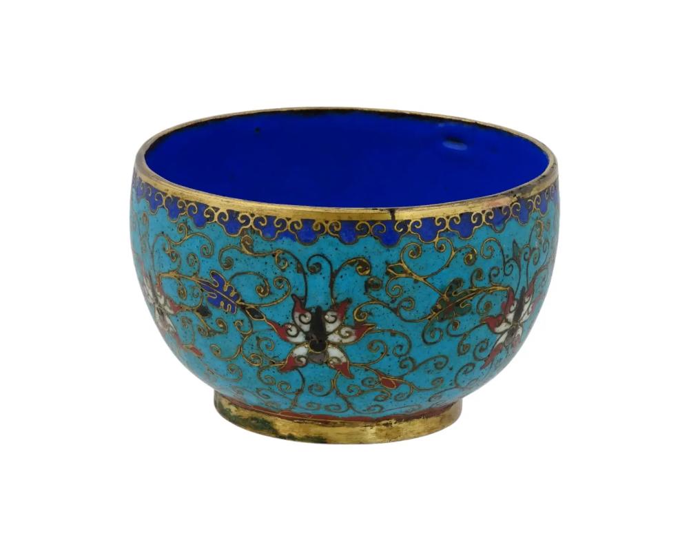 Qing Chinese Footed Cloisonne Enamel Over Copper Bowl