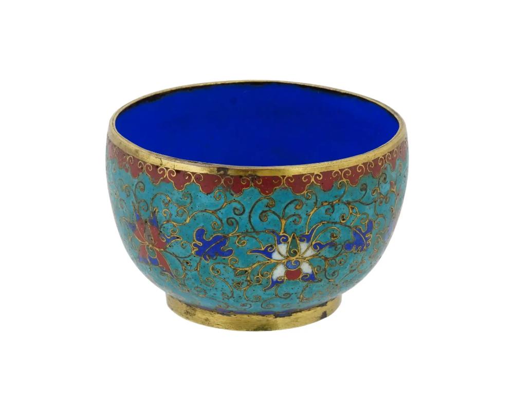 Qing Chinese Footed Cloisonne Enamel Over Copper Bowl