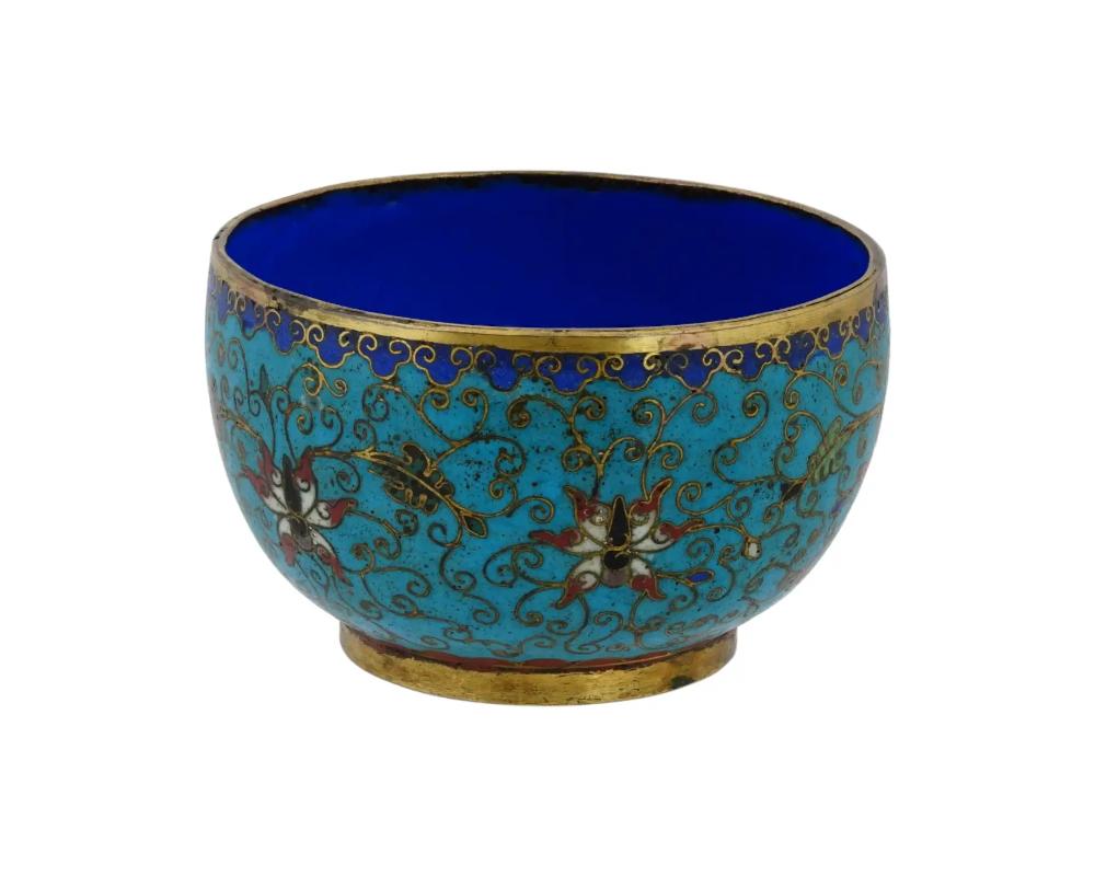 Cloissoné Chinese Footed Cloisonne Enamel Over Copper Bowl