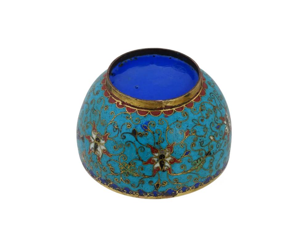 Chinese Footed Cloisonne Enamel Over Copper Bowl In Good Condition In New York, NY