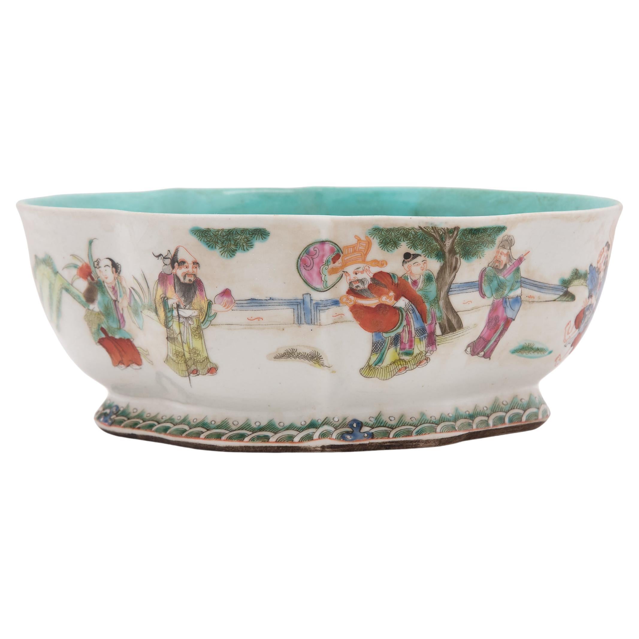 Chinese Footed Offering Bowl with Gathering of Immortals, c. 1900