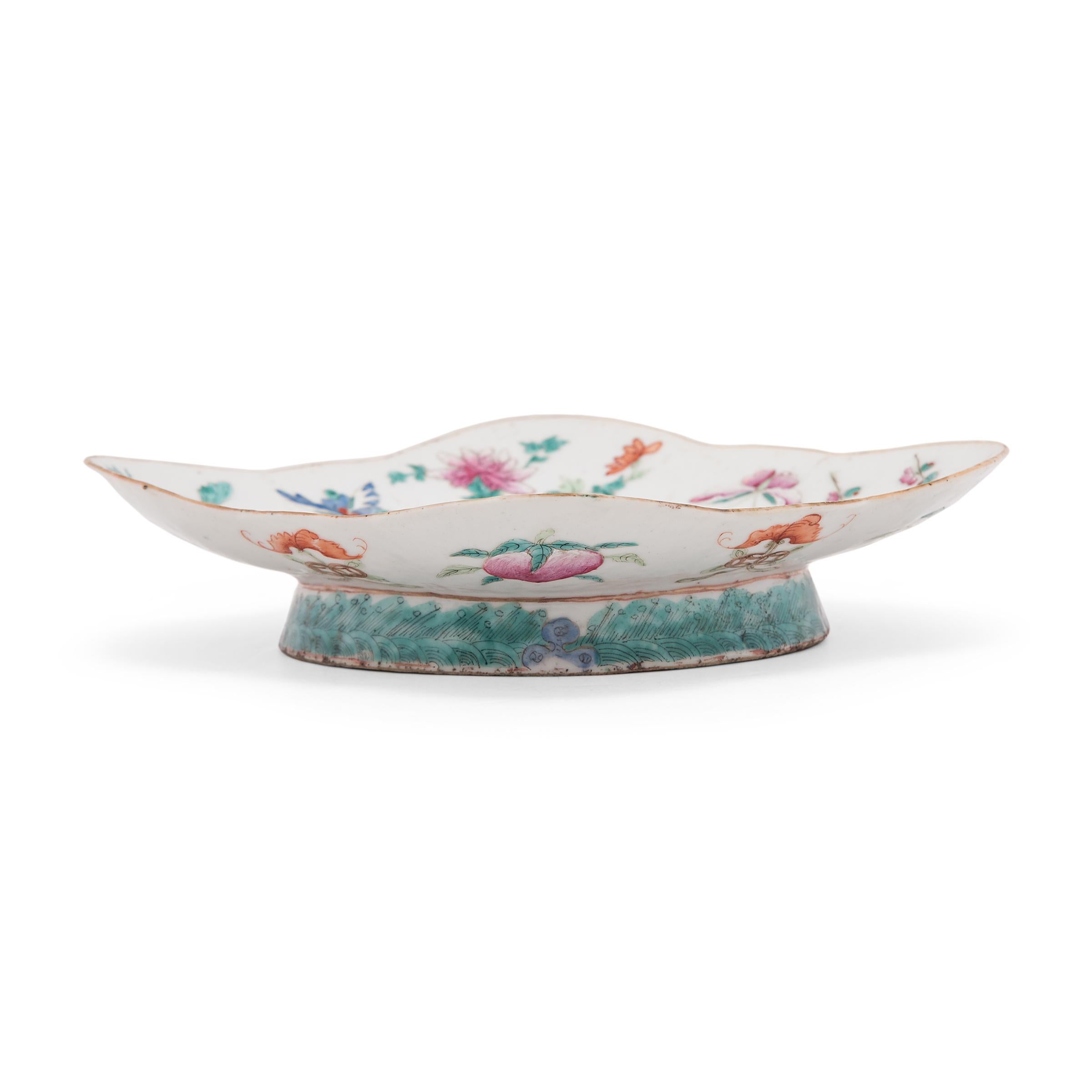 Enameled Chinese Footed Offering Bowl with Mythical Figures, c. 1850 For Sale