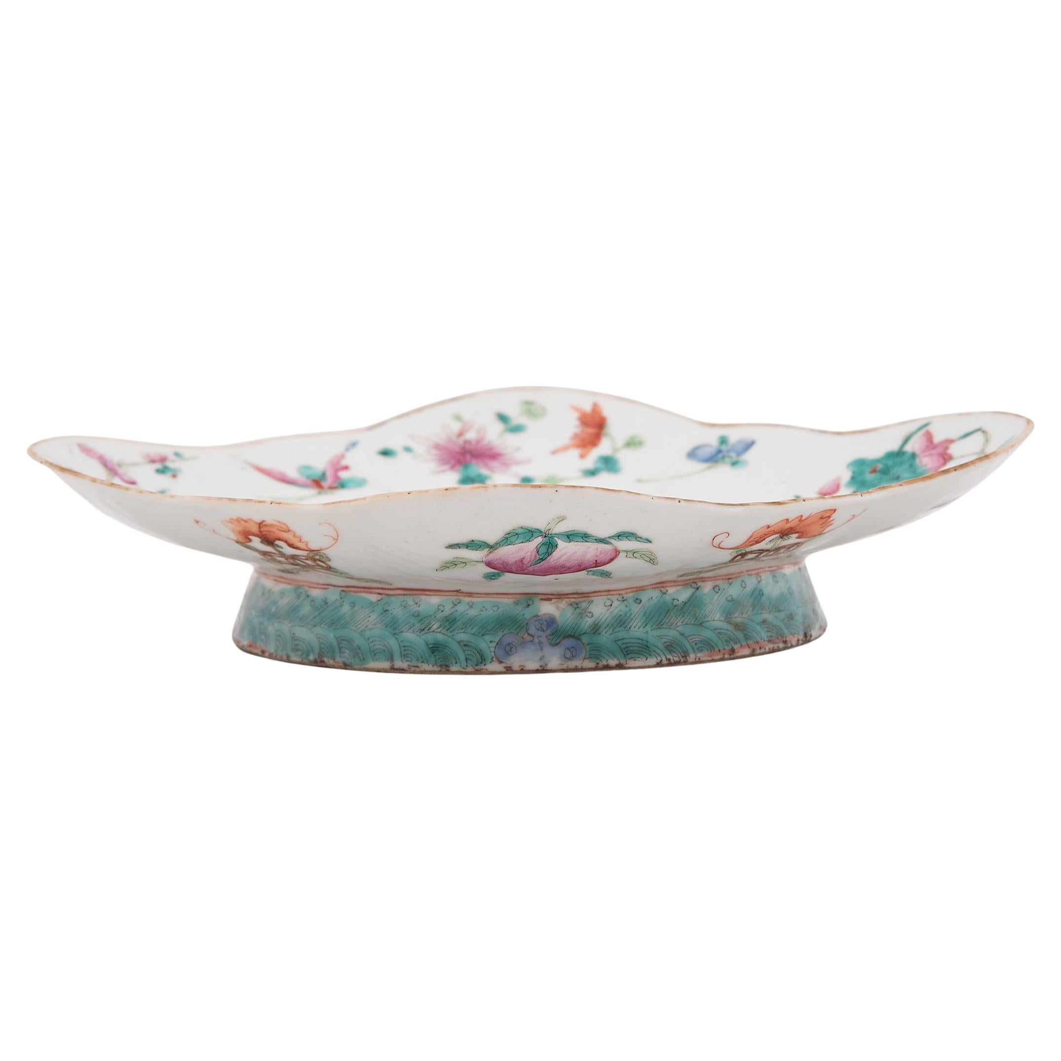 Chinese Footed Offering Bowl with Mythical Figures, c. 1850 For Sale