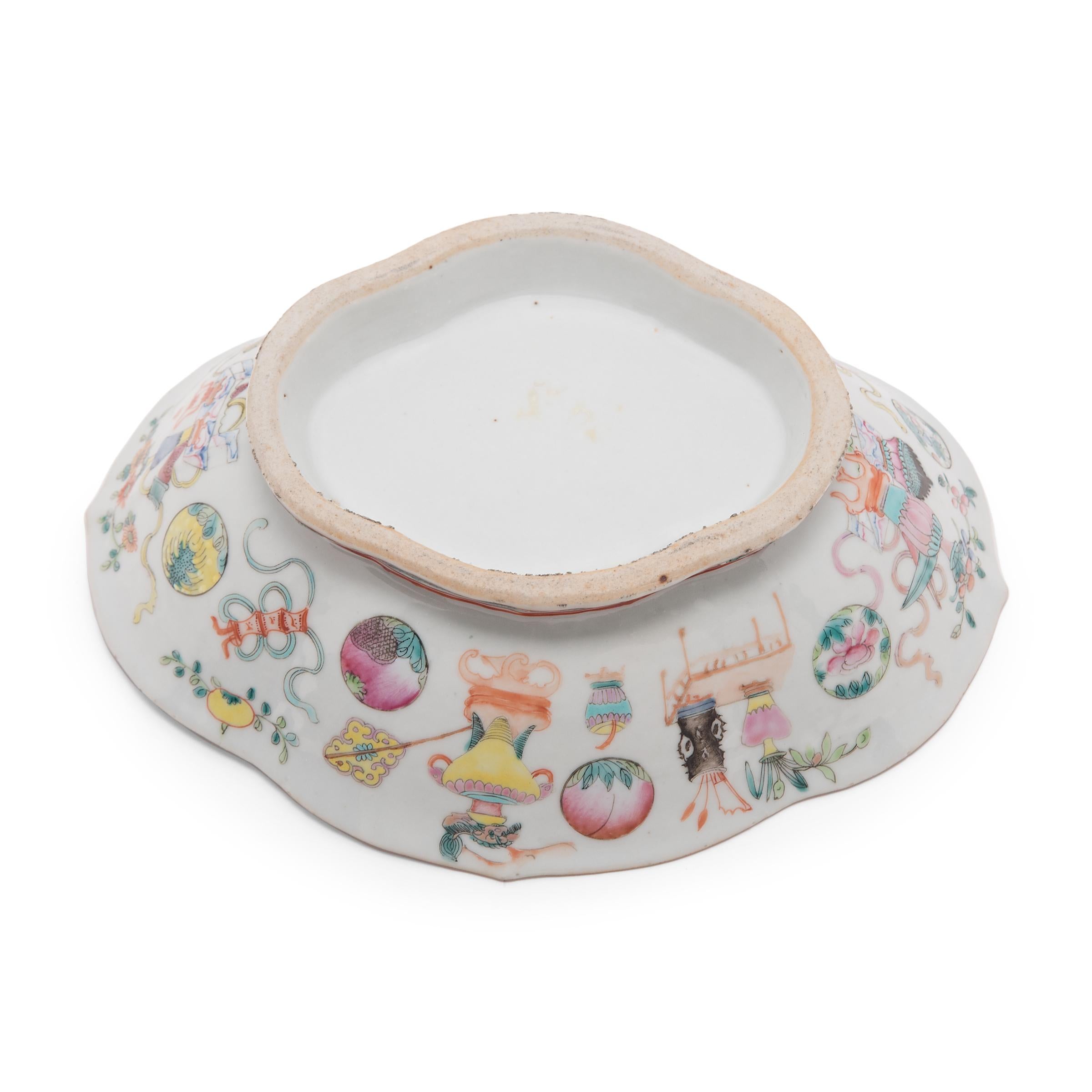 Chinese Footed Offering Bowl with Scholars' Objects, c. 1850 1