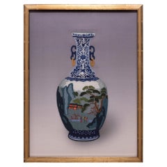 Chinese Forbidden Stitch Embroidery of a Shan Shui Vase
