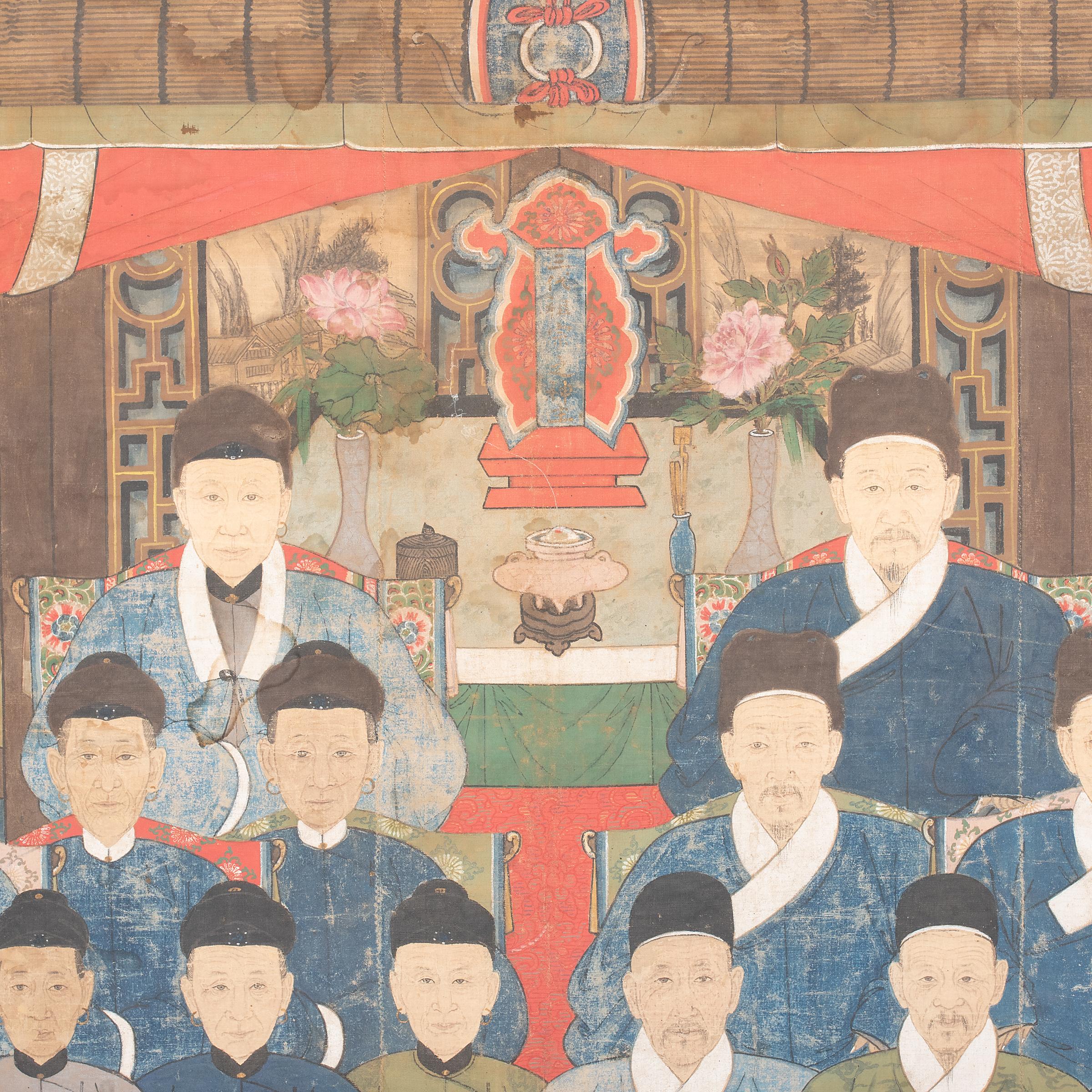 Qing Chinese Forty-Two Ancestors Portrait, C. 1850