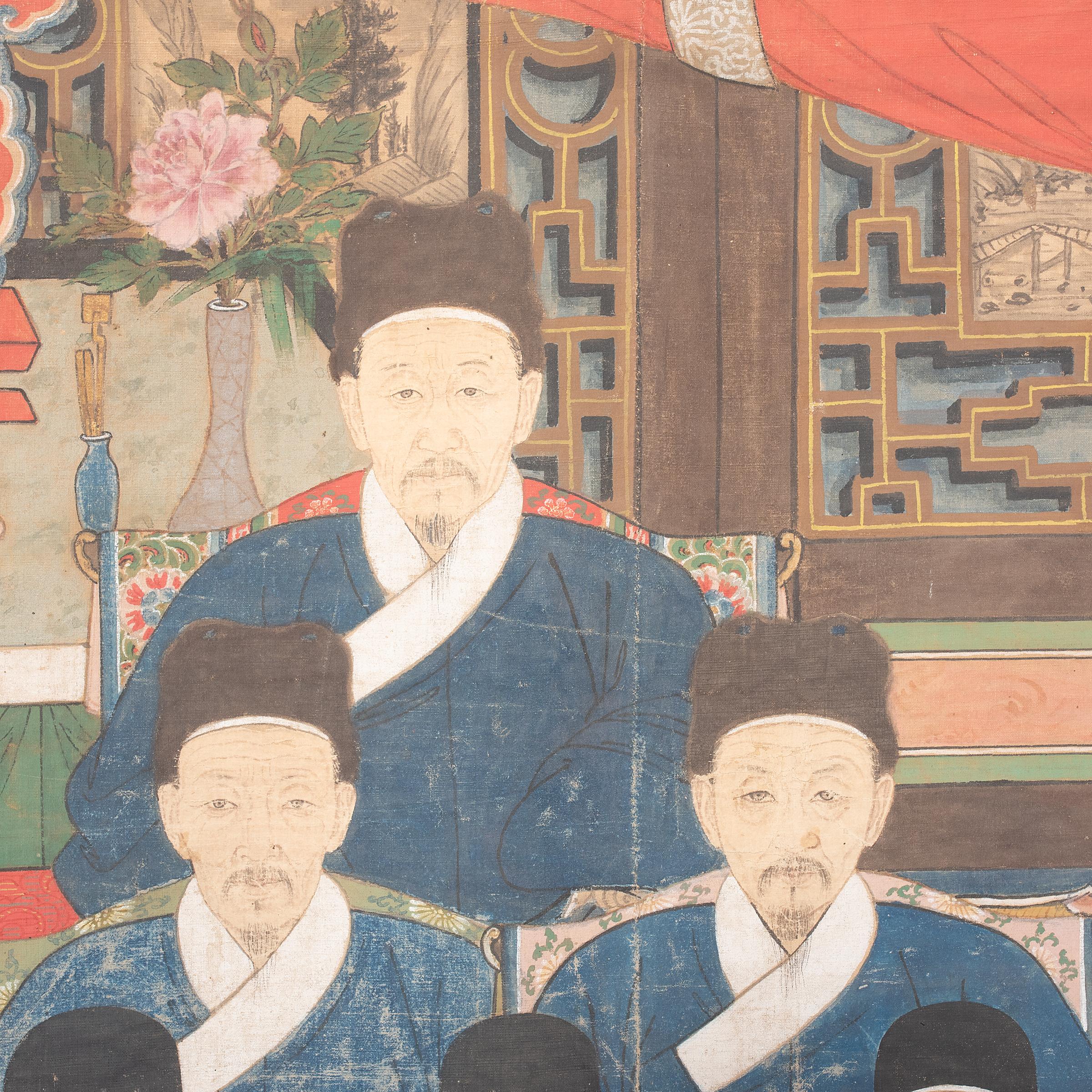 19th Century Chinese Forty-Two Ancestors Portrait, C. 1850