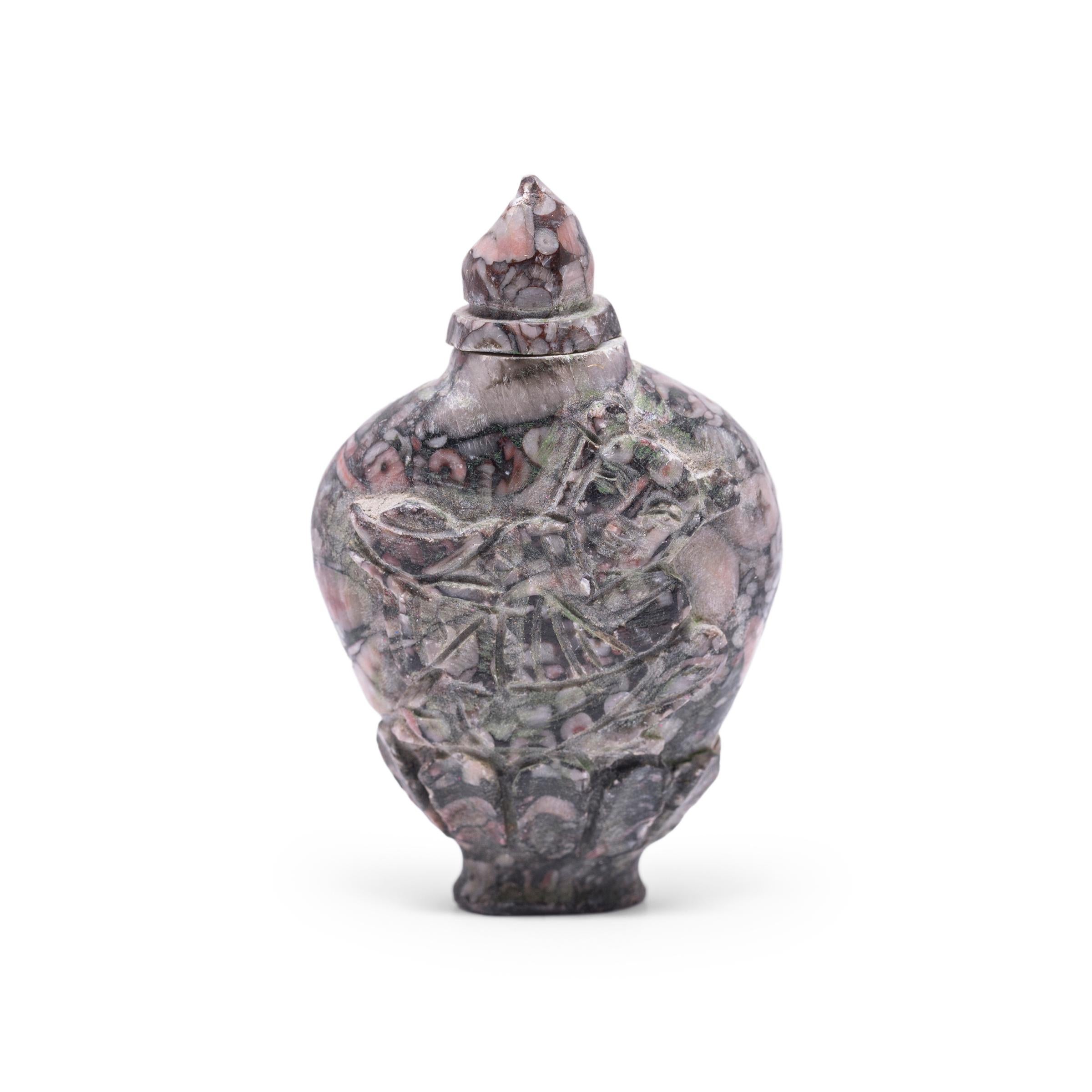 Qing Chinese Fossil Stone Snuff Bottle For Sale