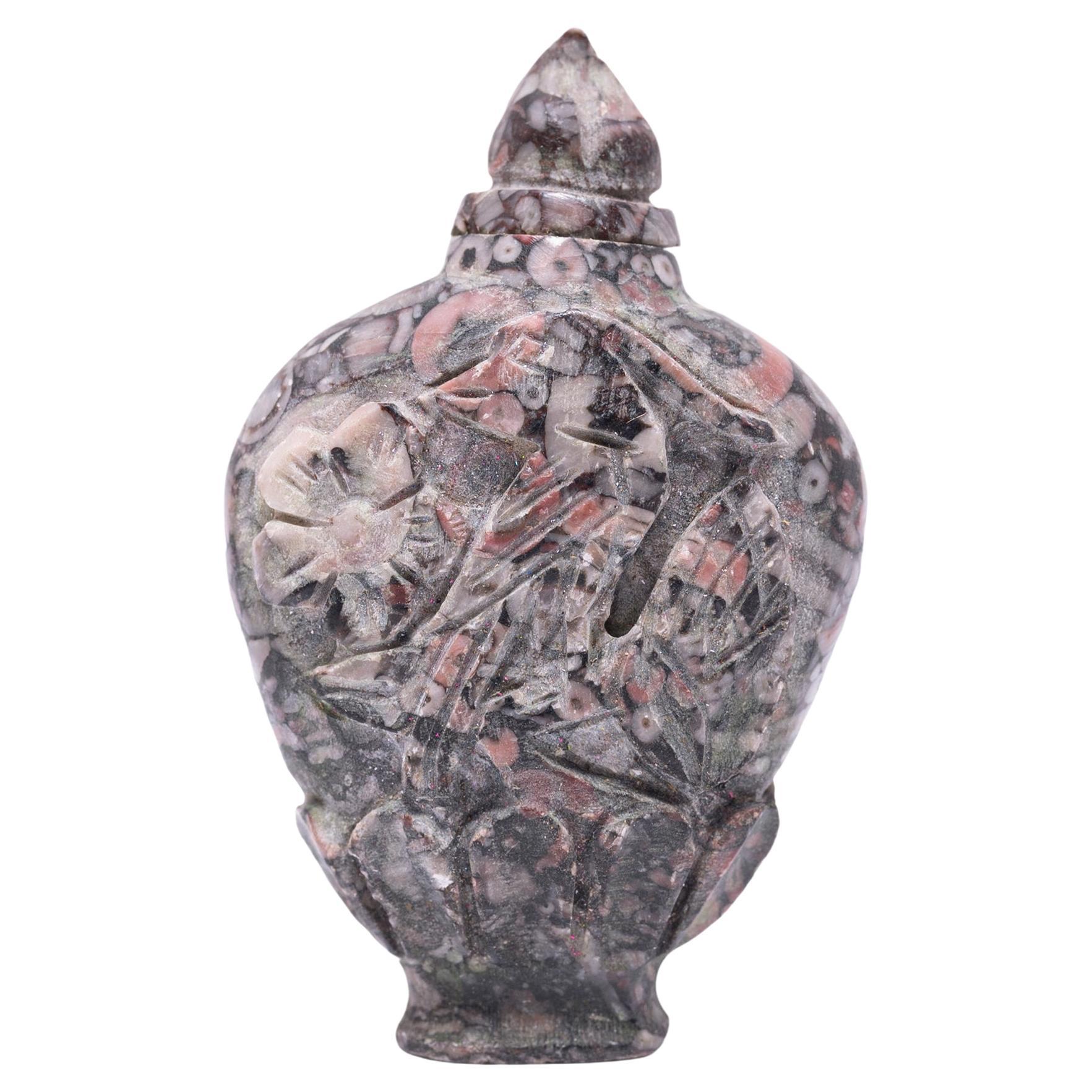 Chinese Fossil Stone Snuff Bottle For Sale