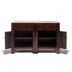 Chinese Four-Door Four-Drawer Red Lacquer Cabinet