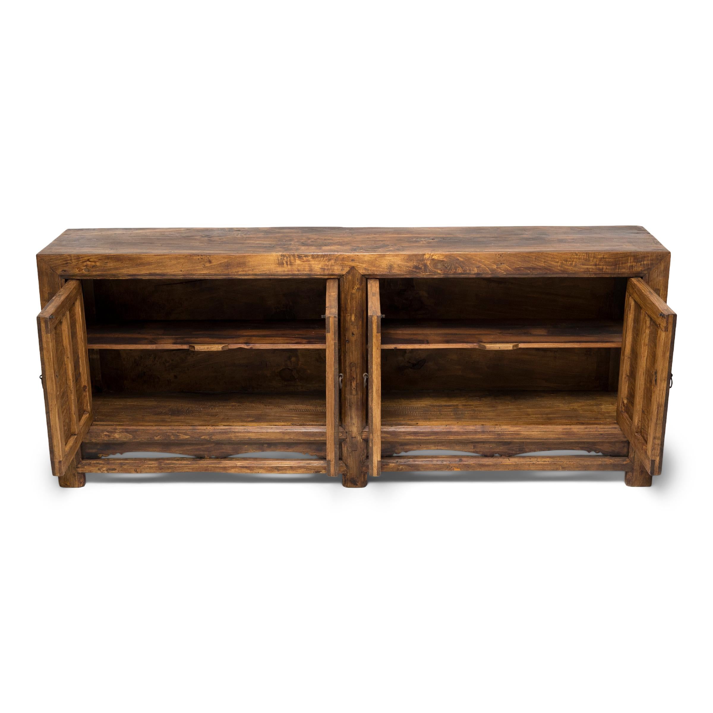 Pine Chinese Four Door Herdsman Coffer, circa 1880 For Sale