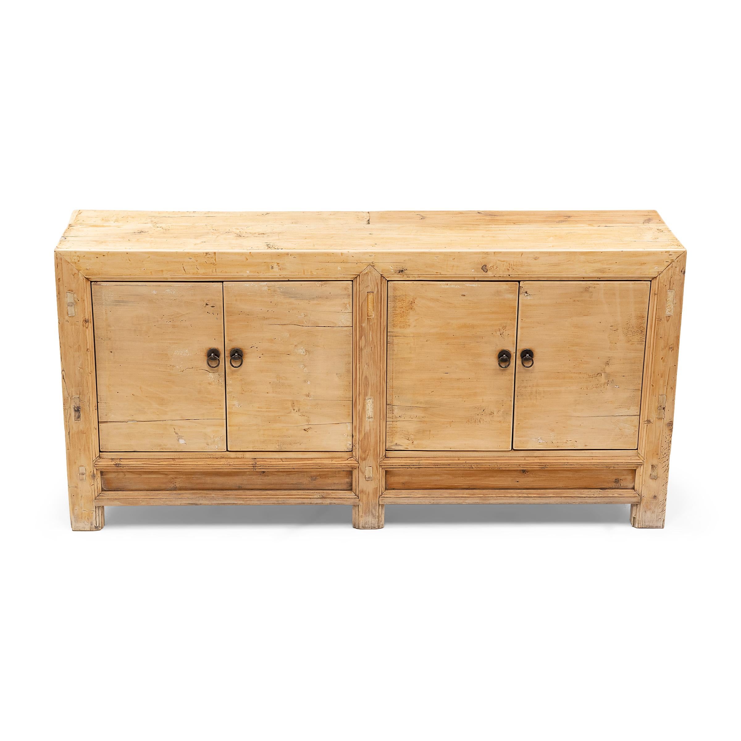 Pine Chinese Four Door Steppe Coffer, c. 1900 For Sale