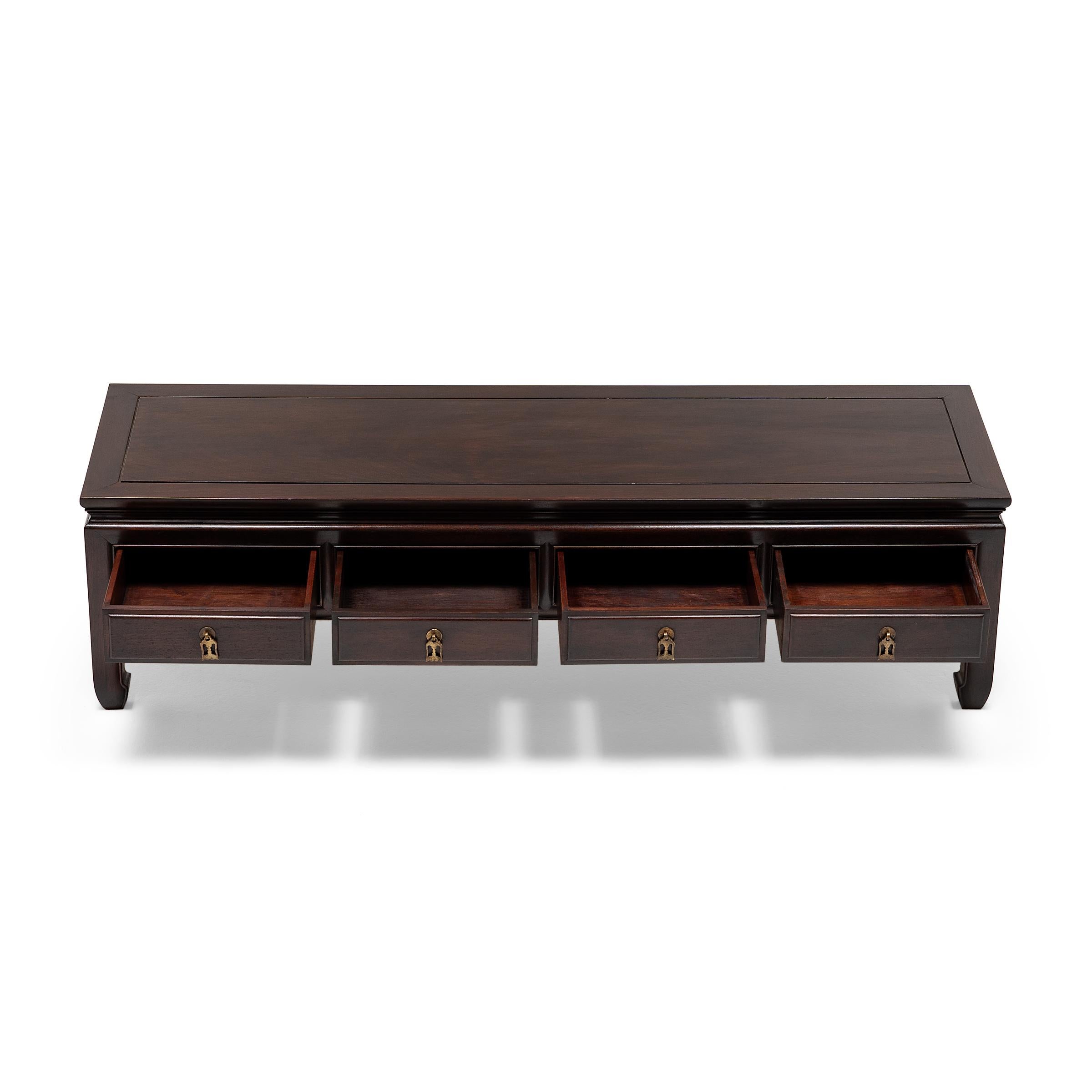 Hardwood Chinese Four Drawer Kang Table, c. 1900 For Sale