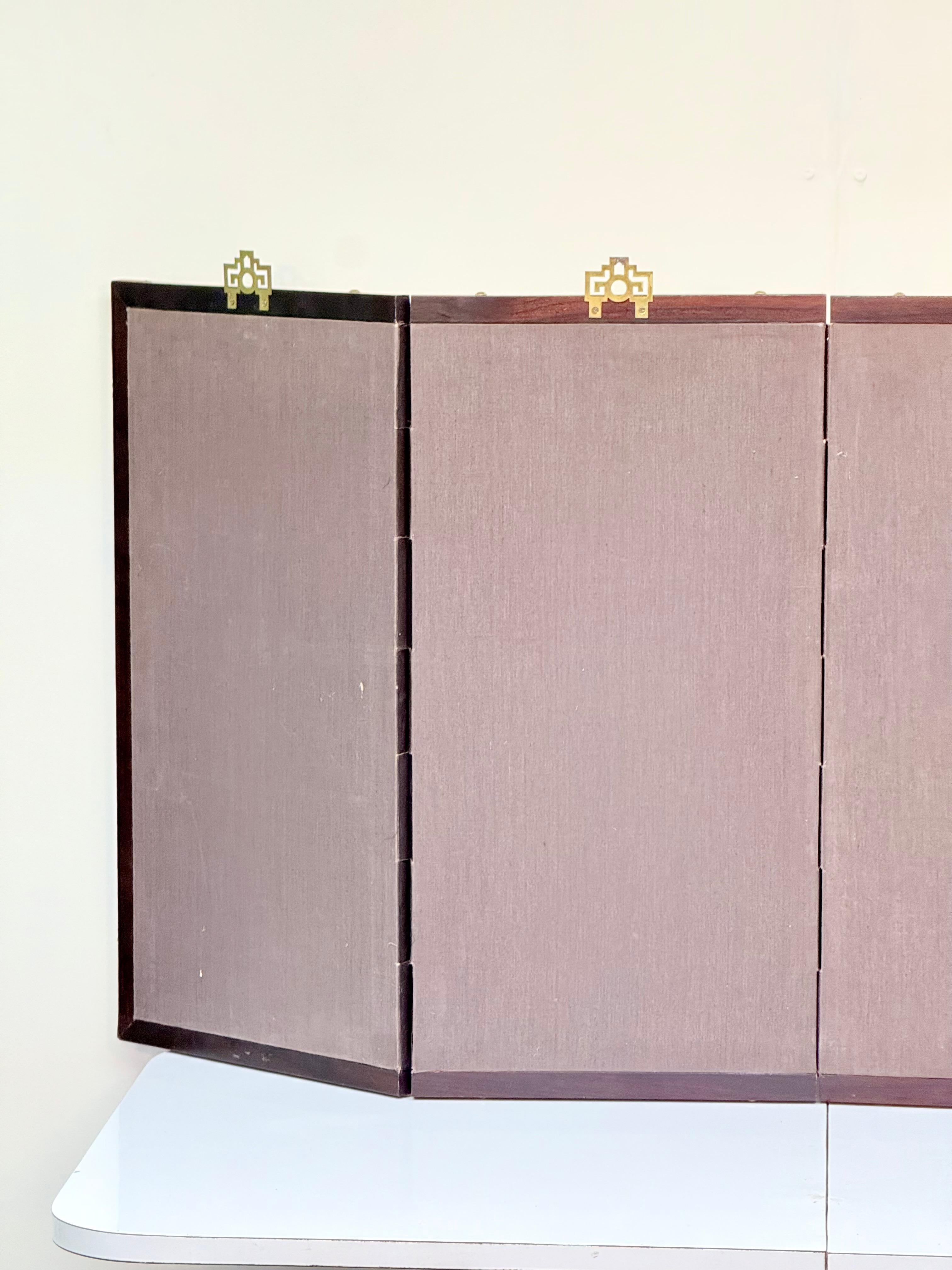 Chinese Four-Fold Screen with Cranes, Lotuses, Peonies, and Bamboo, 1963 For Sale 9