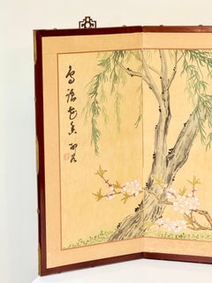 Chinese Four-Fold Screen with Weeping Willow, Plum Blossoms, and Sparrows, 1963