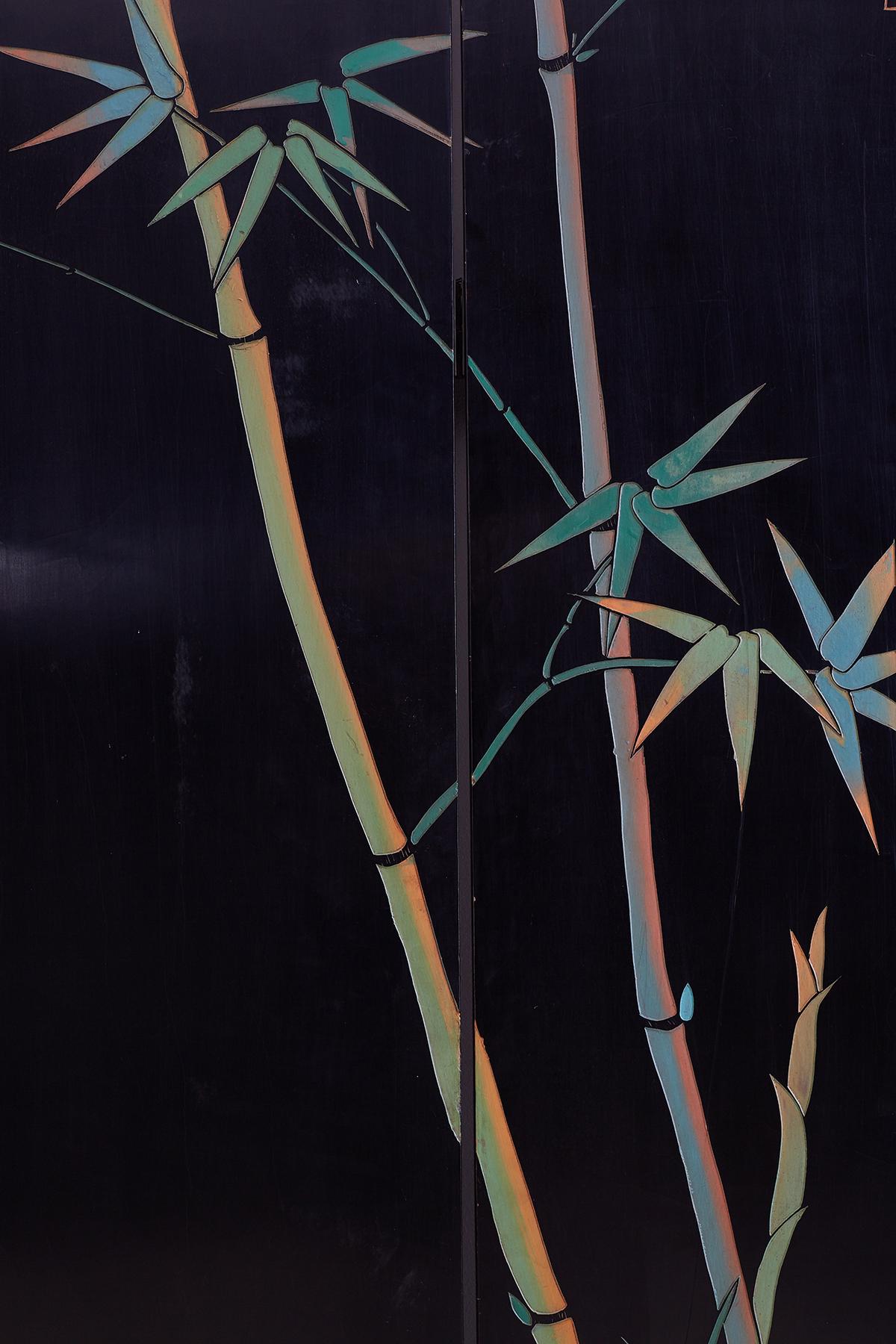 Chinese Four-Panel Coromandel Screen of Cranes 11