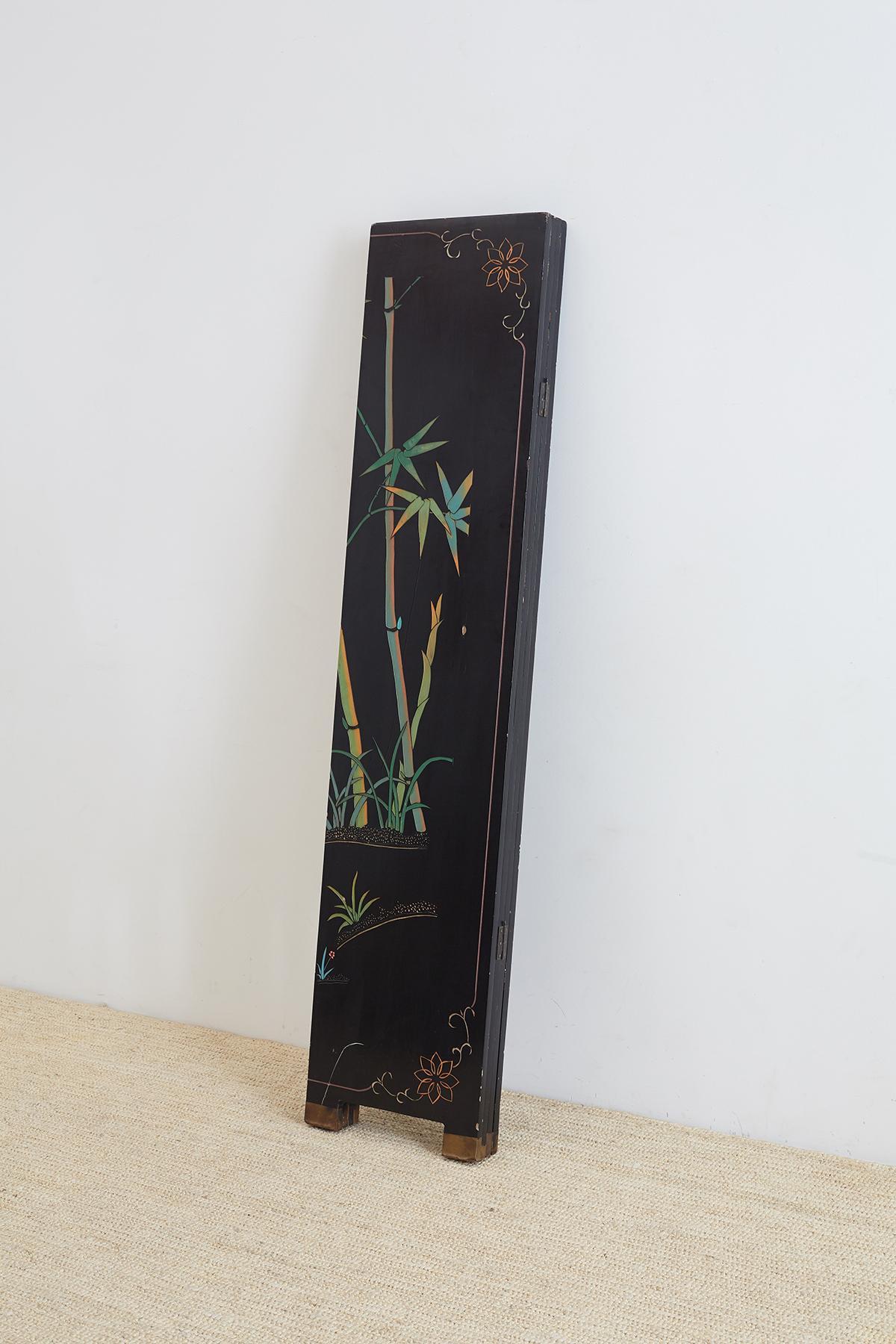 Chinese Four-Panel Coromandel Screen of Cranes 12