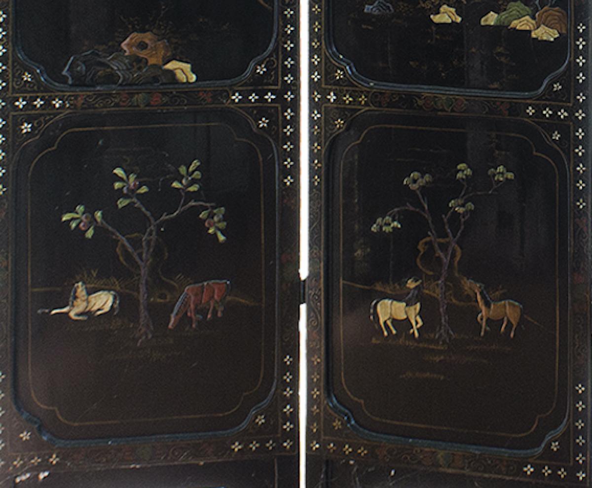 Chinese Four Panels Inlaid Screen, China, Early 20th Century 3