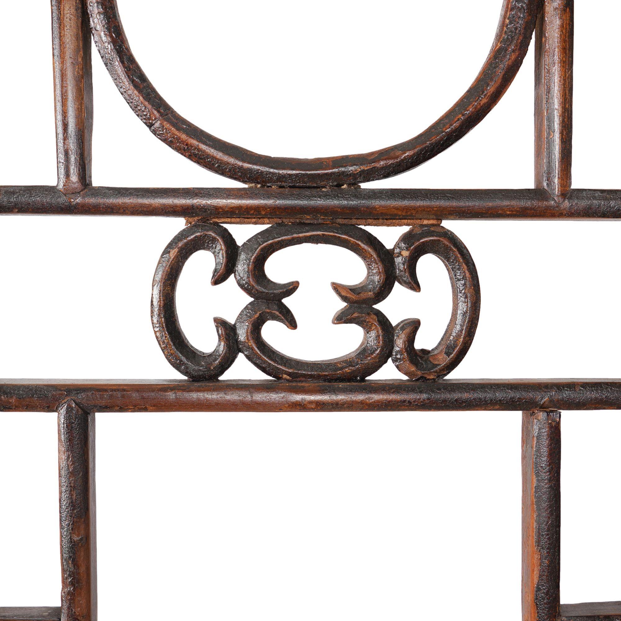 19th Century Chinese four part wood folding screen, c. 1800-50 For Sale