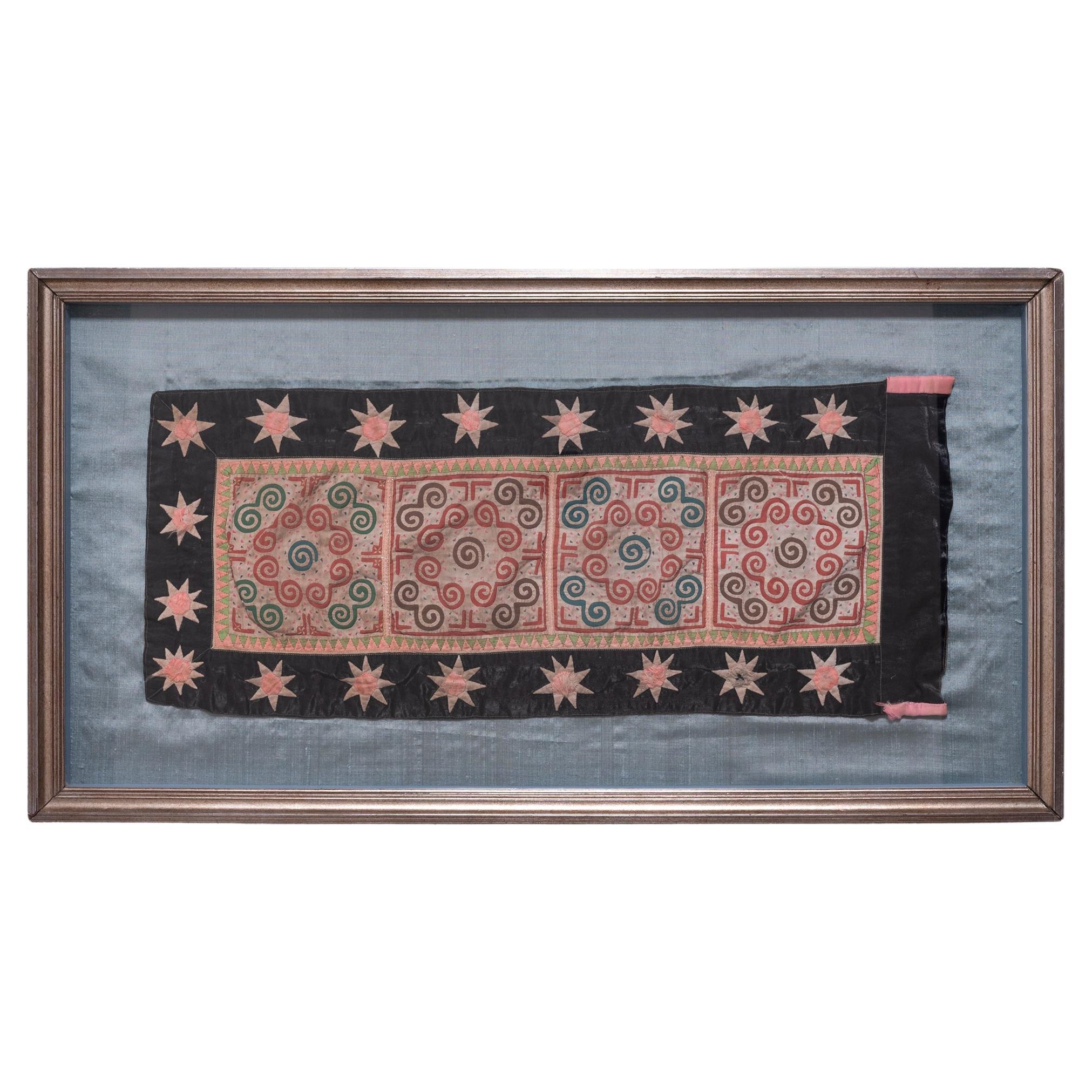Framed Hmong Appliqué Textile Fragment For Sale