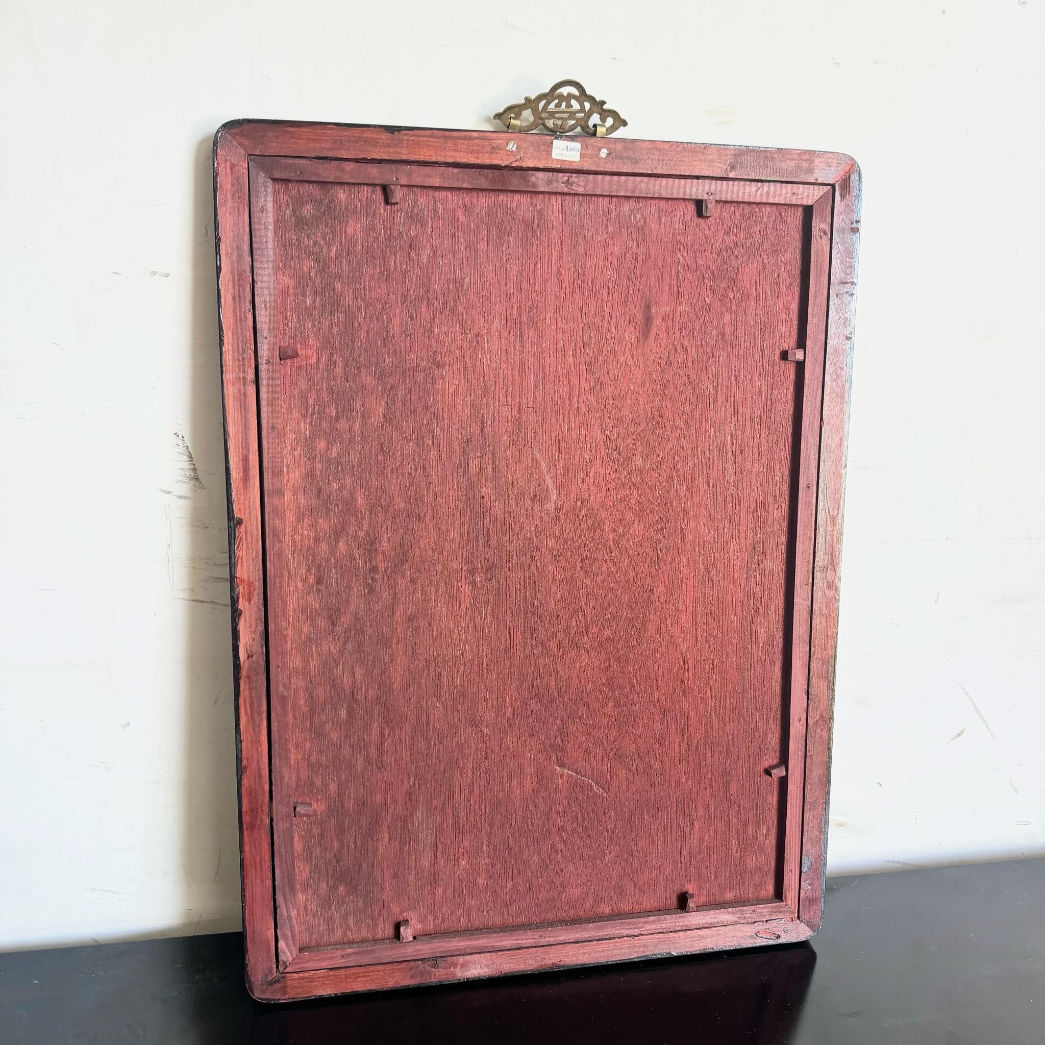 Vidrio Chino Pintado al Reverso de Garzas/Gorzas en venta 4