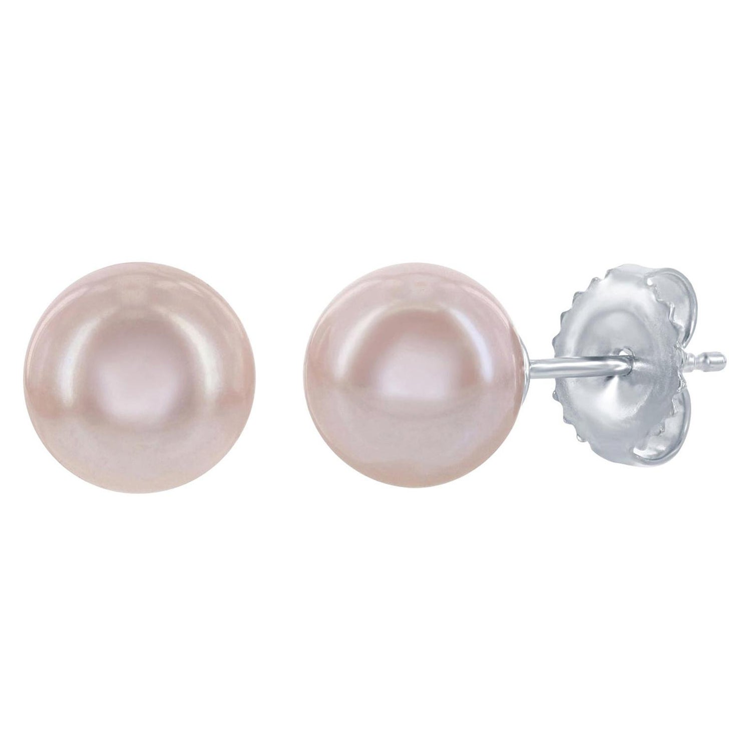 Mia Diamonds 14k Yellow Gold 8-9mm Pink Button FW Cultured Pearl Stud Earrings 