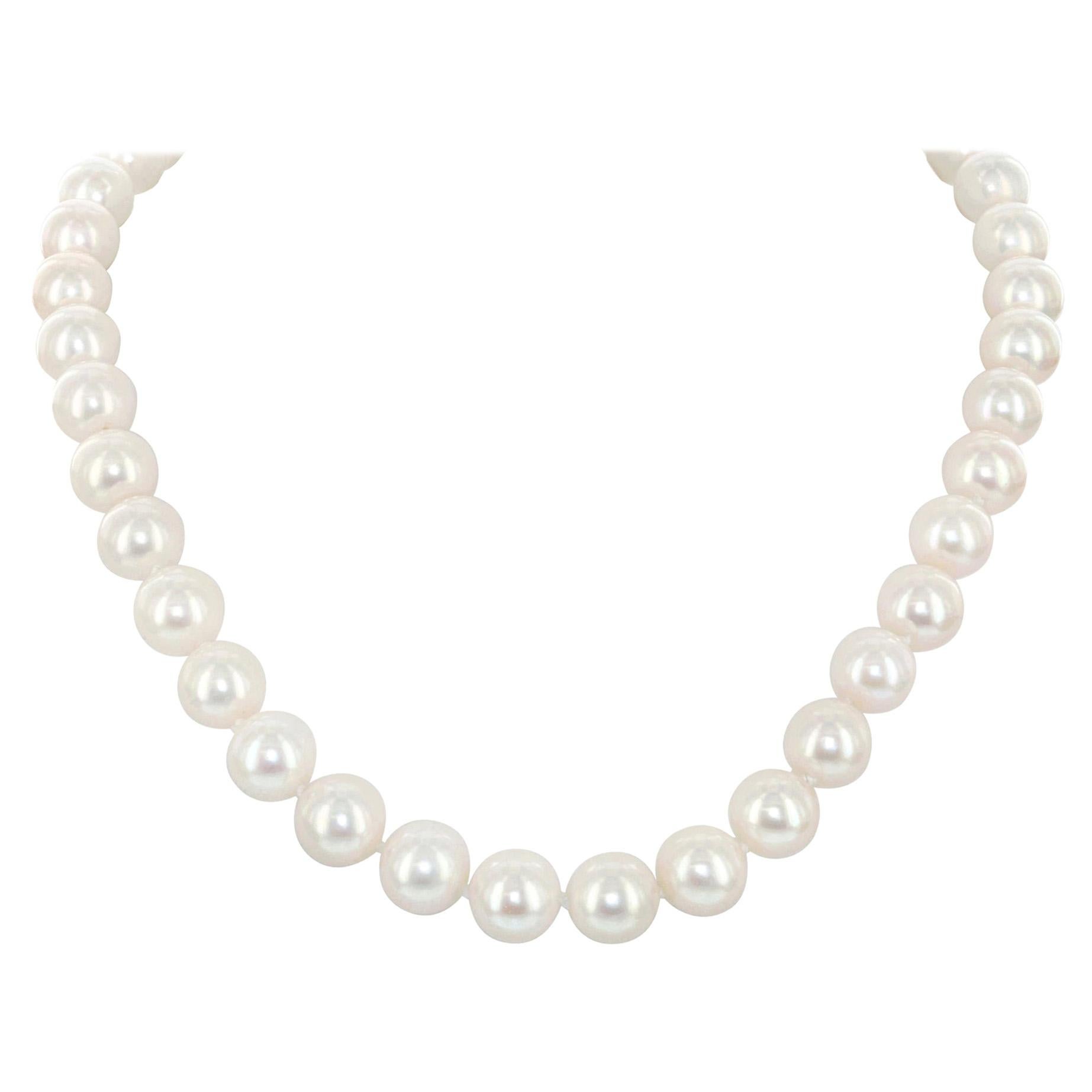 Cultured Freshwater 9.4x10.4mm Pearl Necklace with Silver Color Clasp