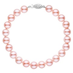 Cultured Freshwater Natural Color Pink 7-7.5mm Pearl Bracelet 14KW Gold Clasp