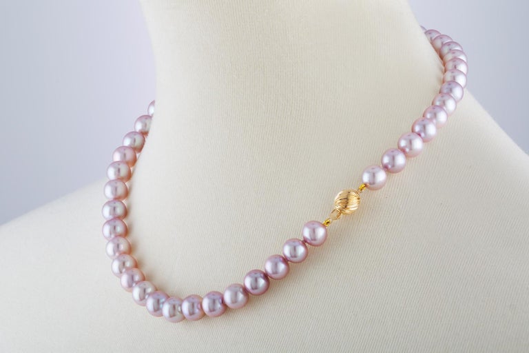 Collier de perles d'eau douce de culture rose de 9,4 x 11 mm avec