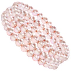 Cultured Freshwater Natural Color Pink 6-6.5mm Pearl Three Row Stretch Bracelets