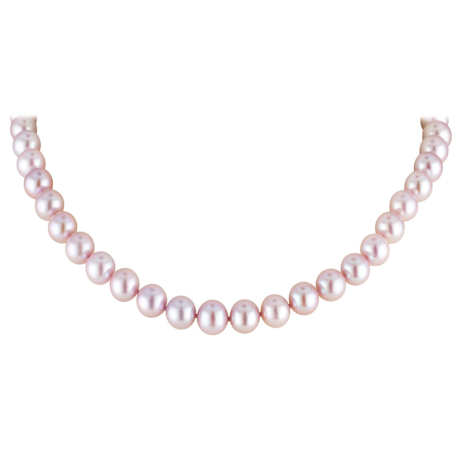 Details about   Romantic Pink Cultured Pearl Double Lanes Necklace; 14k Yellow Gold Clasp TPJ 