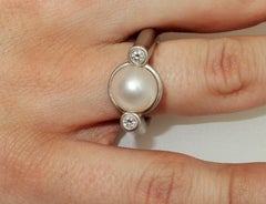Chinese freshwater Pearl Diamond Ring