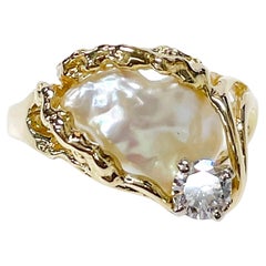 Chinesischer Süßwasserperlen-Diamant-Ring
