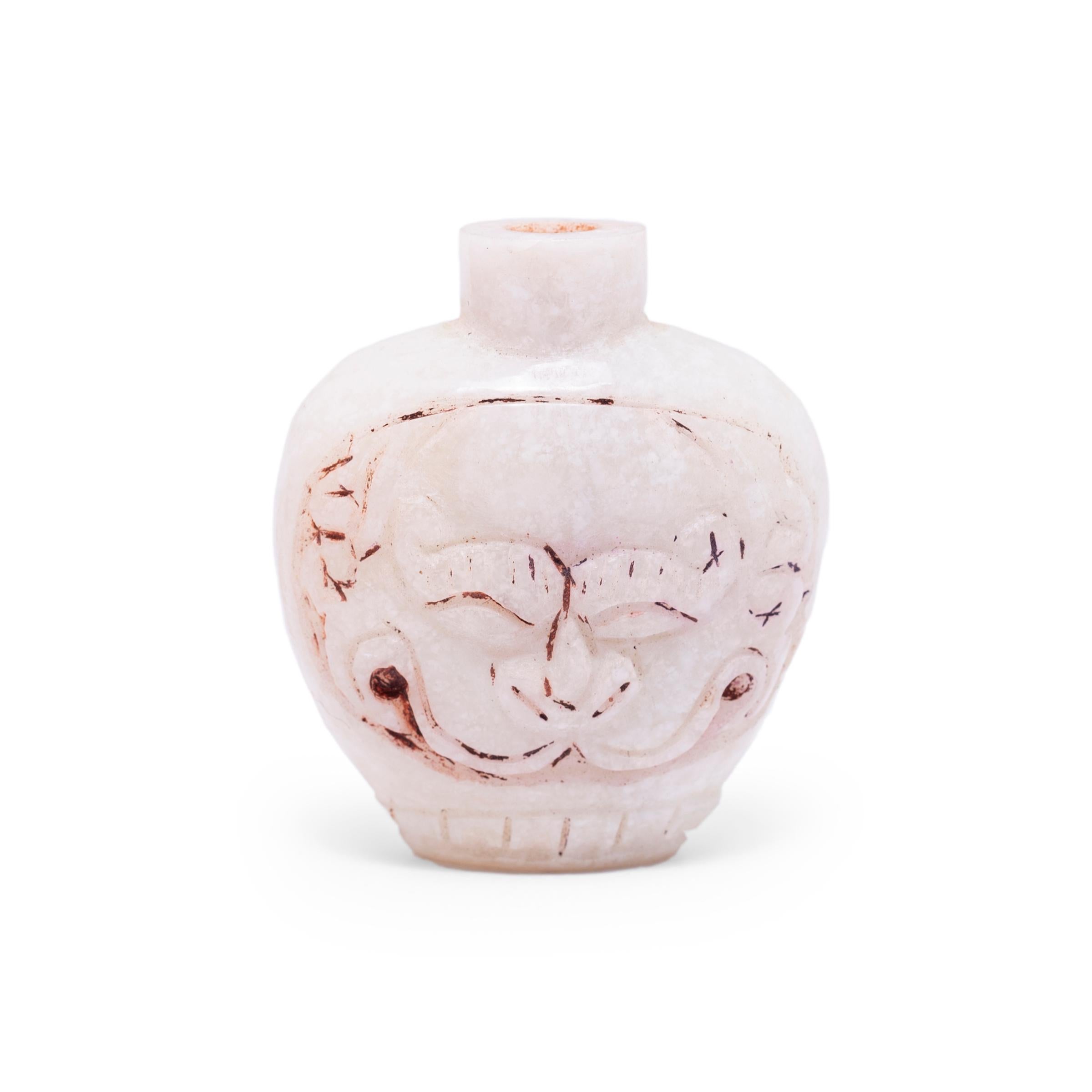 Qing Chinese Fu Dog Stone Snuff Bottle, circa 1900 For Sale
