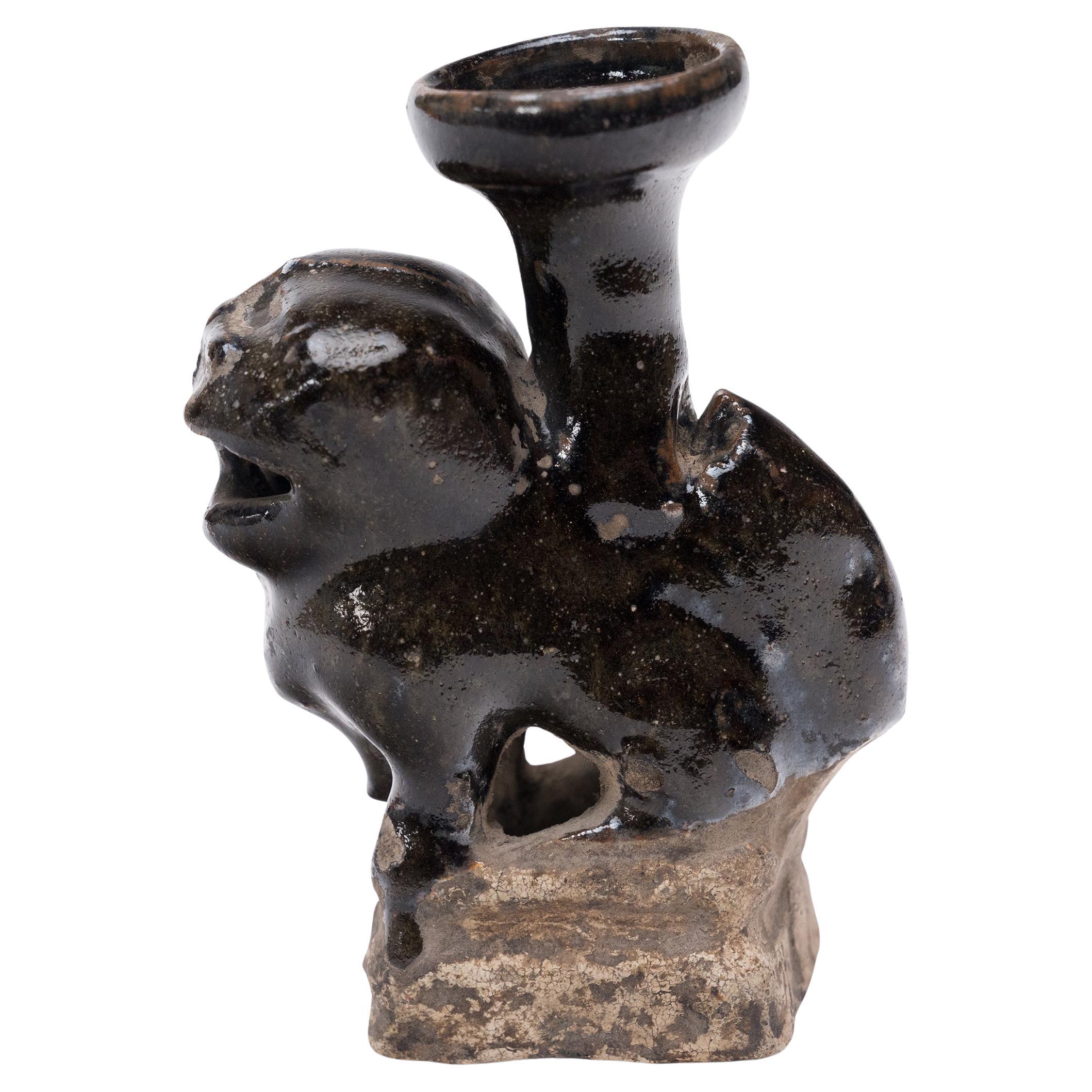 Chinese Fu Lion Candle Stand, c. 1850