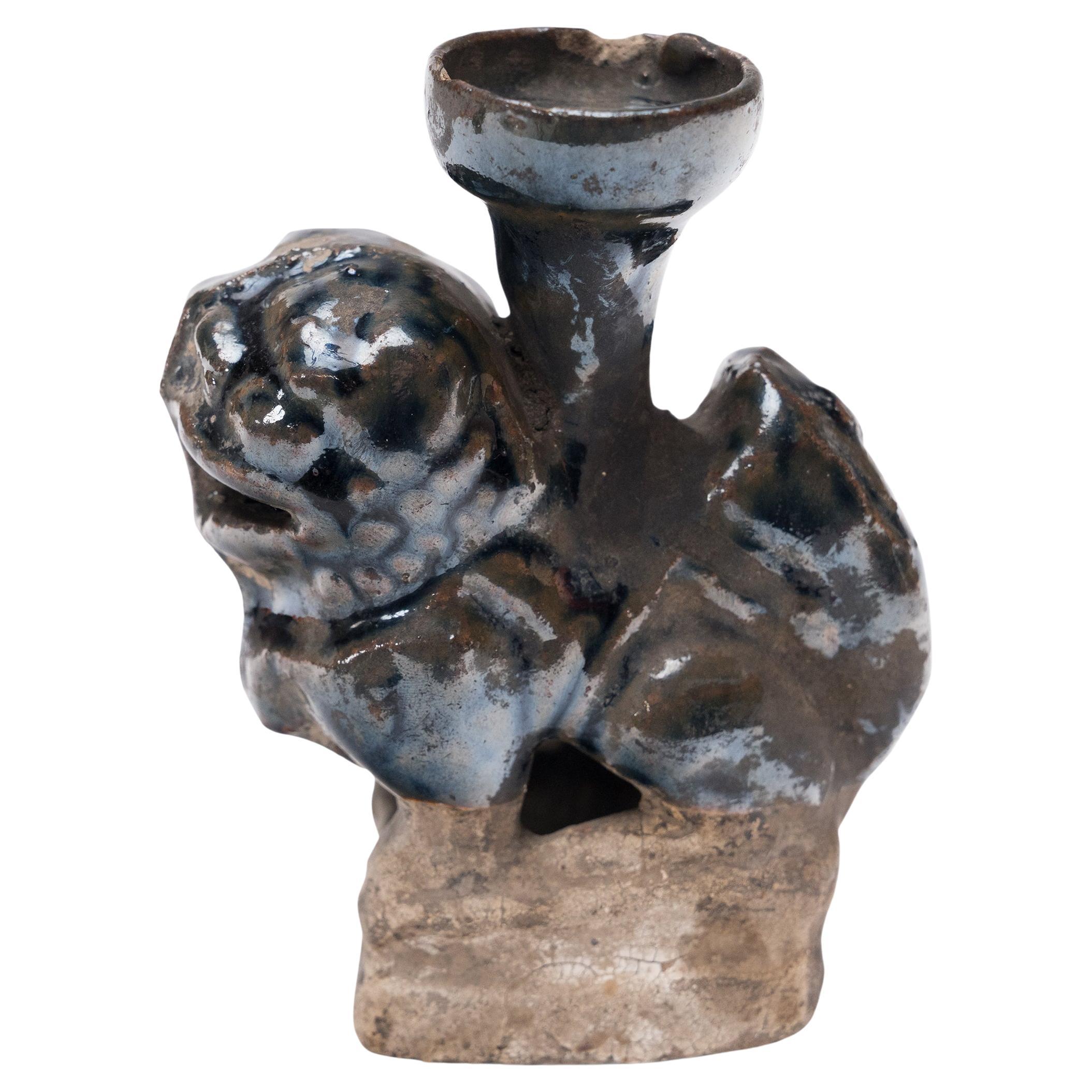 Chinese Fu Lion Candle Stand, c. 1850 For Sale